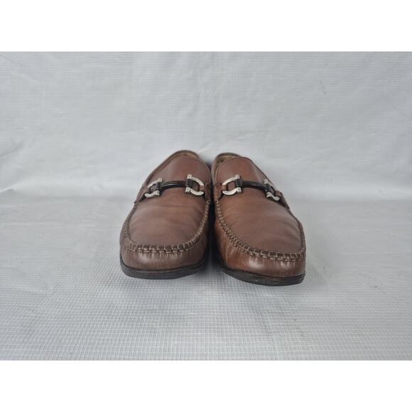 Salvatore Ferragamo Men’s Leather Loafers Brown Horsebit Size 8.5 Made Italy main image 5